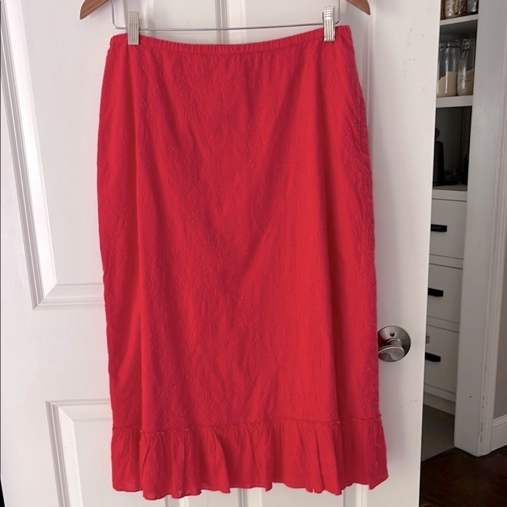 Susan Bristol Cotton A Line Midi Skirt with Ruffled Hem size medium